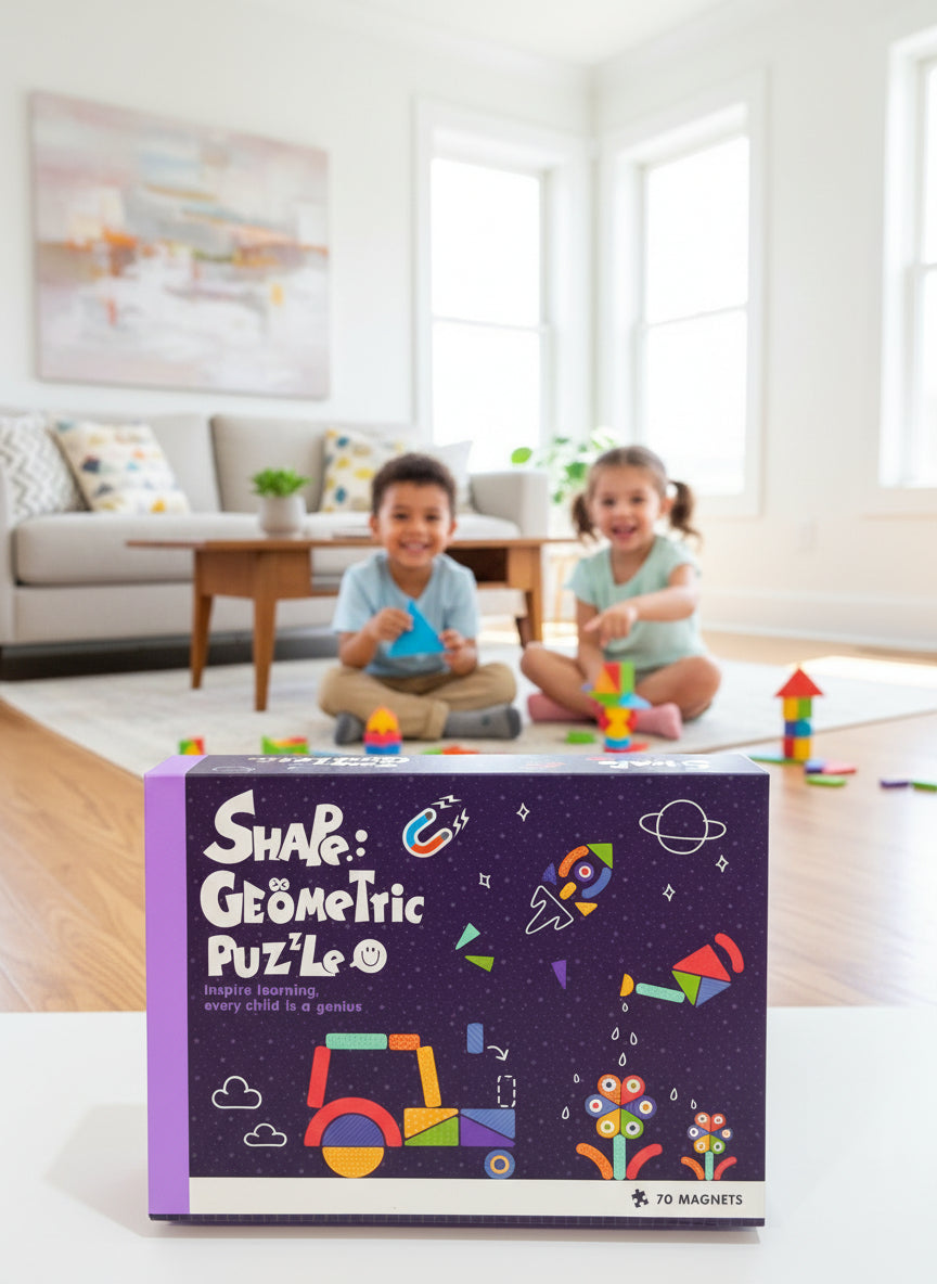 Shape Geometric Puzzle – 70 Magnetic Pieces | Educational STEM Toy for Kids